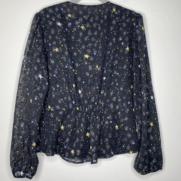 UNTUCKit Scarlett Starry Button Blouse Women’s Sz Large Semi Sheer Long Sleeve - Picture 7 of 13